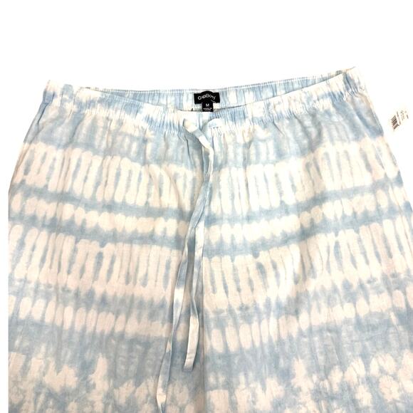 GAP Body Sleep Poplin White Blue Tie Dye Pajama Pants Size Women's Medium NWT - Picture 3 of 3